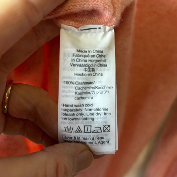 J. Crew Heathered Coral 100% Cashmere Classic-Fit Crewneck Sweater Size M - Picture 7 of 9